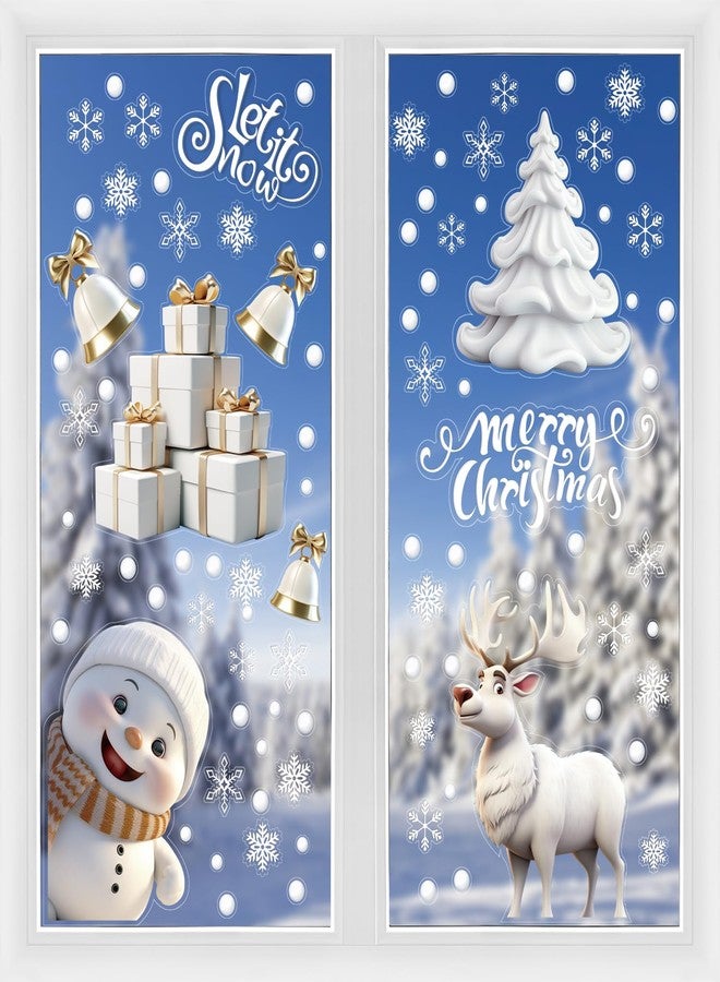 FOPINOA Christmas Window Stickers, 3D Xmas Window Decals White Christmas Window Clings Double Sided for Xmas Decorations(8 Sheets) - Image 1
